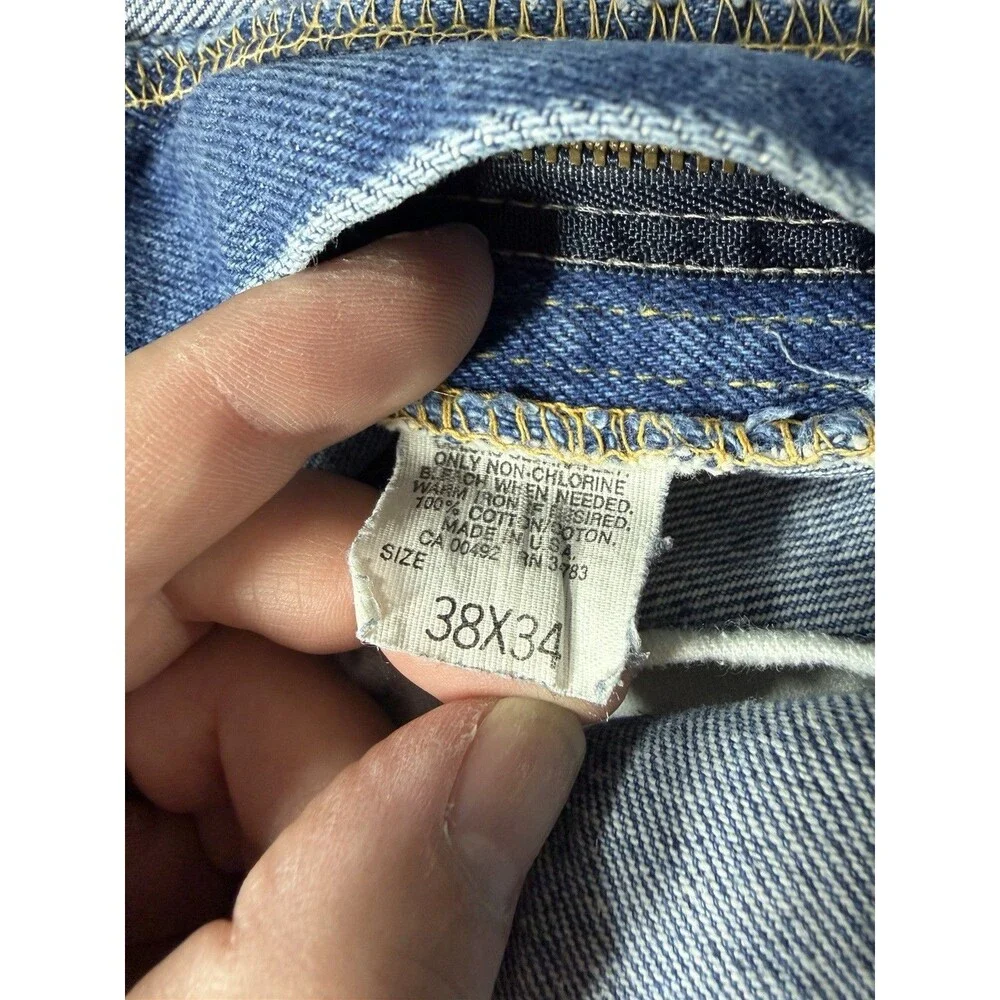 Vintage 80s Lee Riders Jeans Mens 38x34 (Fits 36w) Straight Denim USA MADE UNION